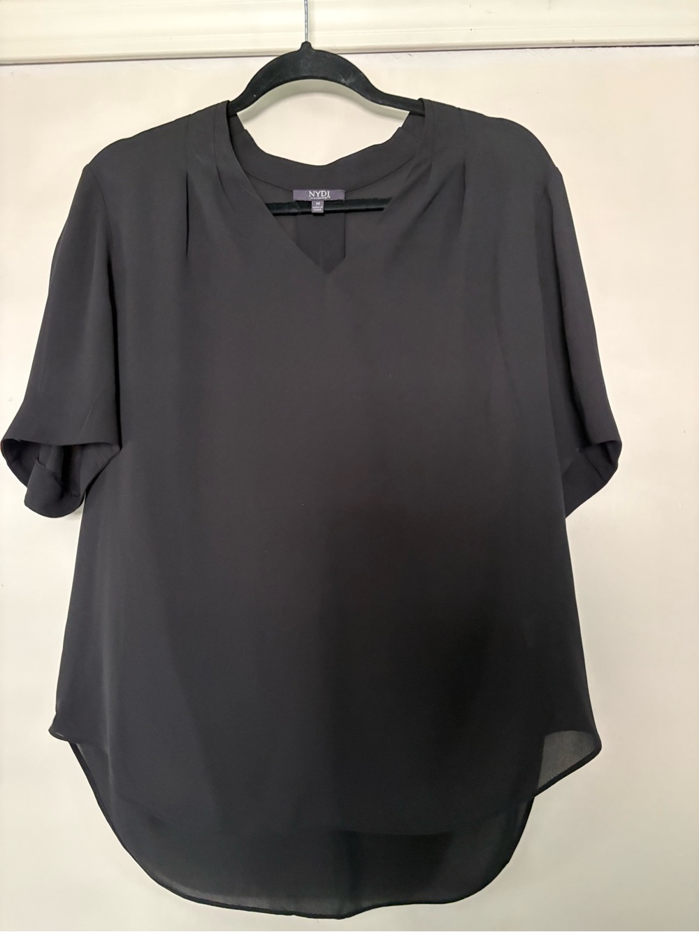 NYDJ Black V-Neck Short Sleeve Blouse